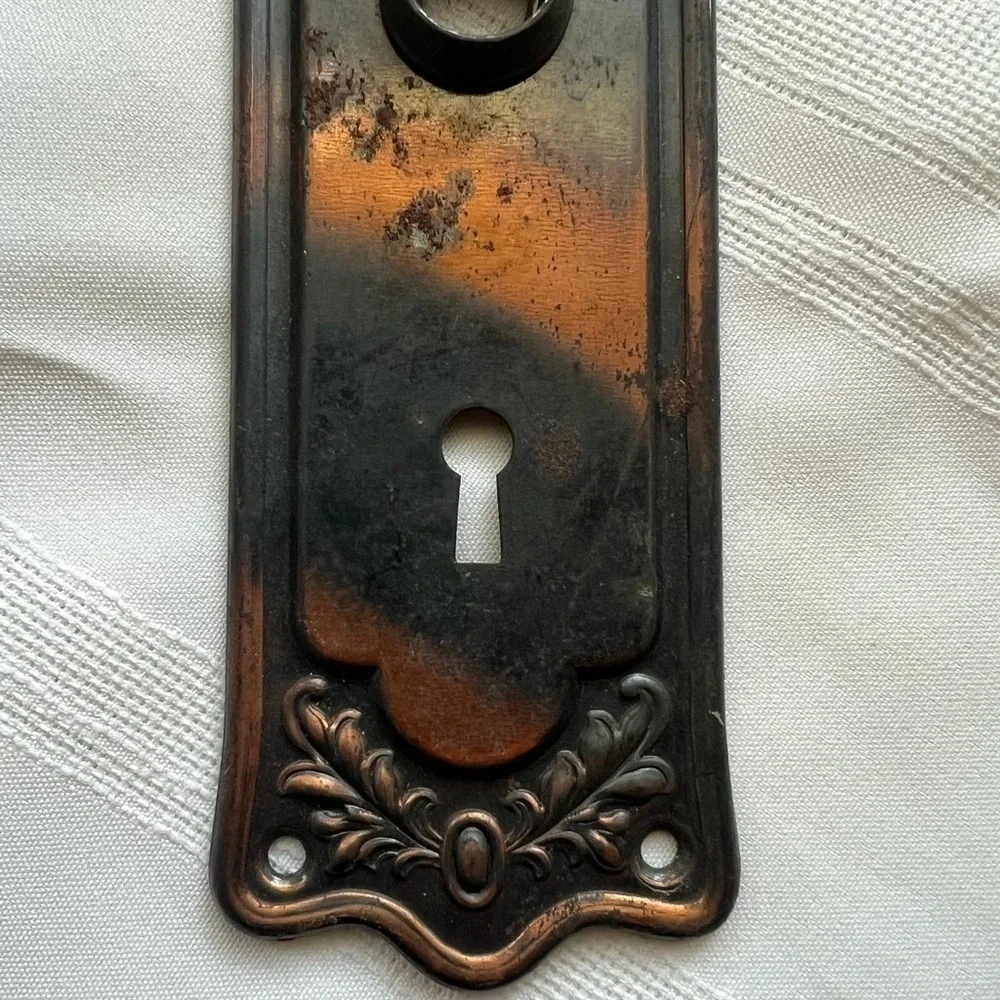Vintage Ornate Knob Plate Reclaimed Decorative Early 1900s 8” Long